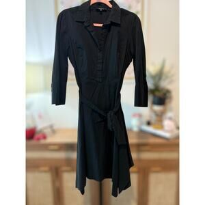 Lafayette 148 Collared Button Down Shirt Dress Minimalist Black Womens Size 10